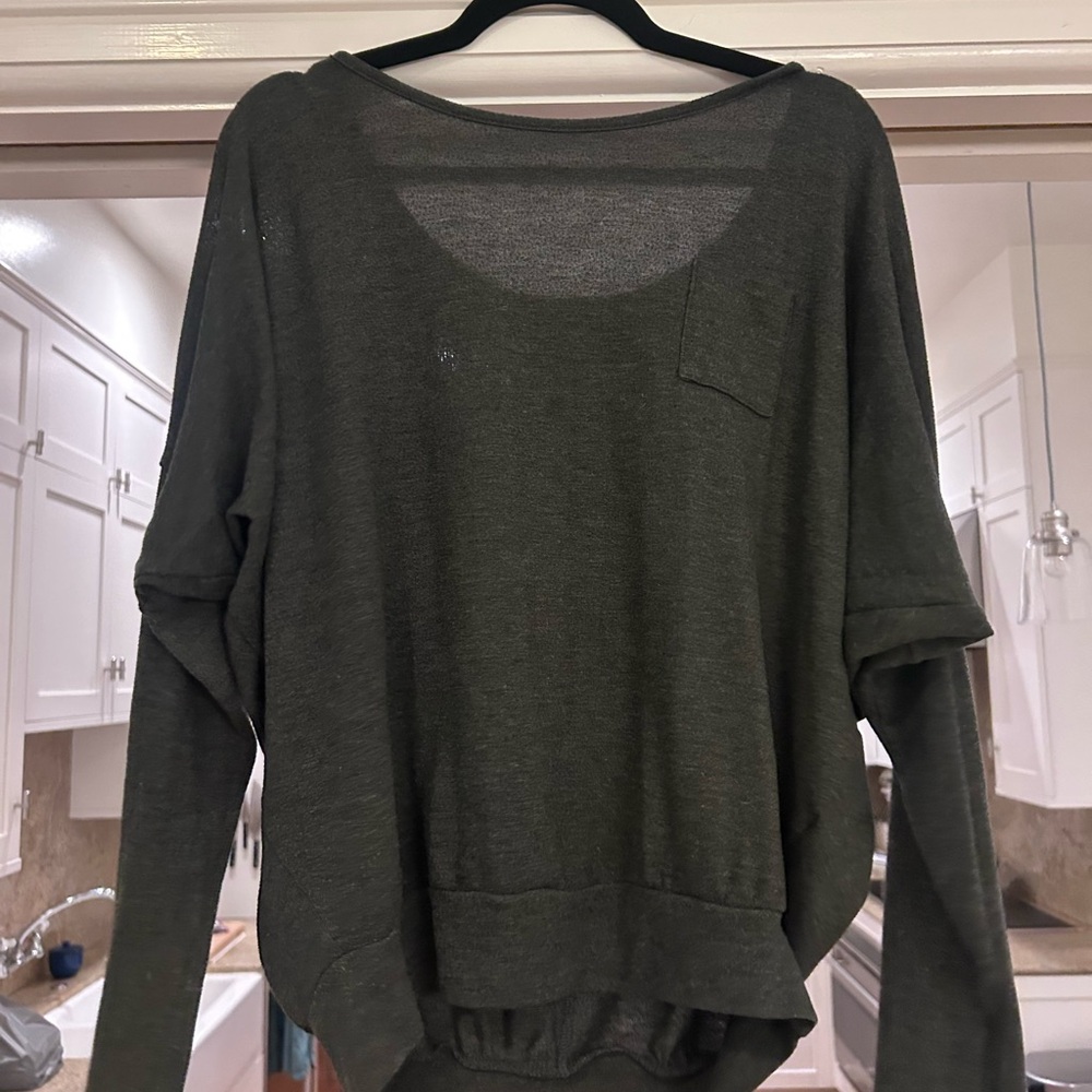 Honey Punch Charcoal Long Sleeve Top